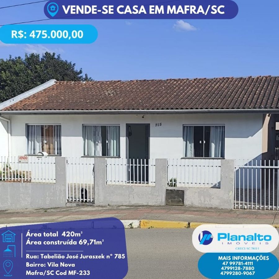 Casa - Venda - Vila Nova - Mafra - SC